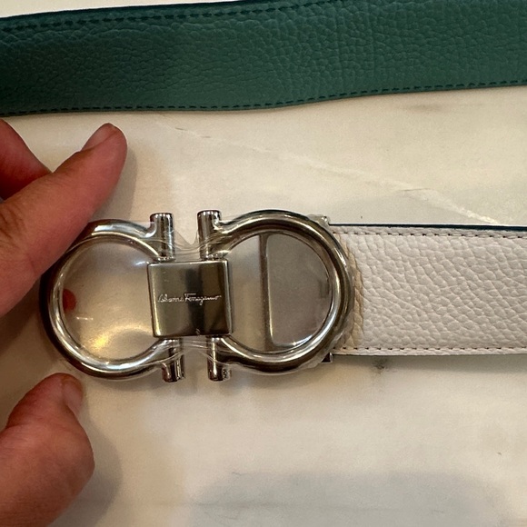 Salvatore Ferragamo White Belt with Silver Buckle - Picture 1 of 6